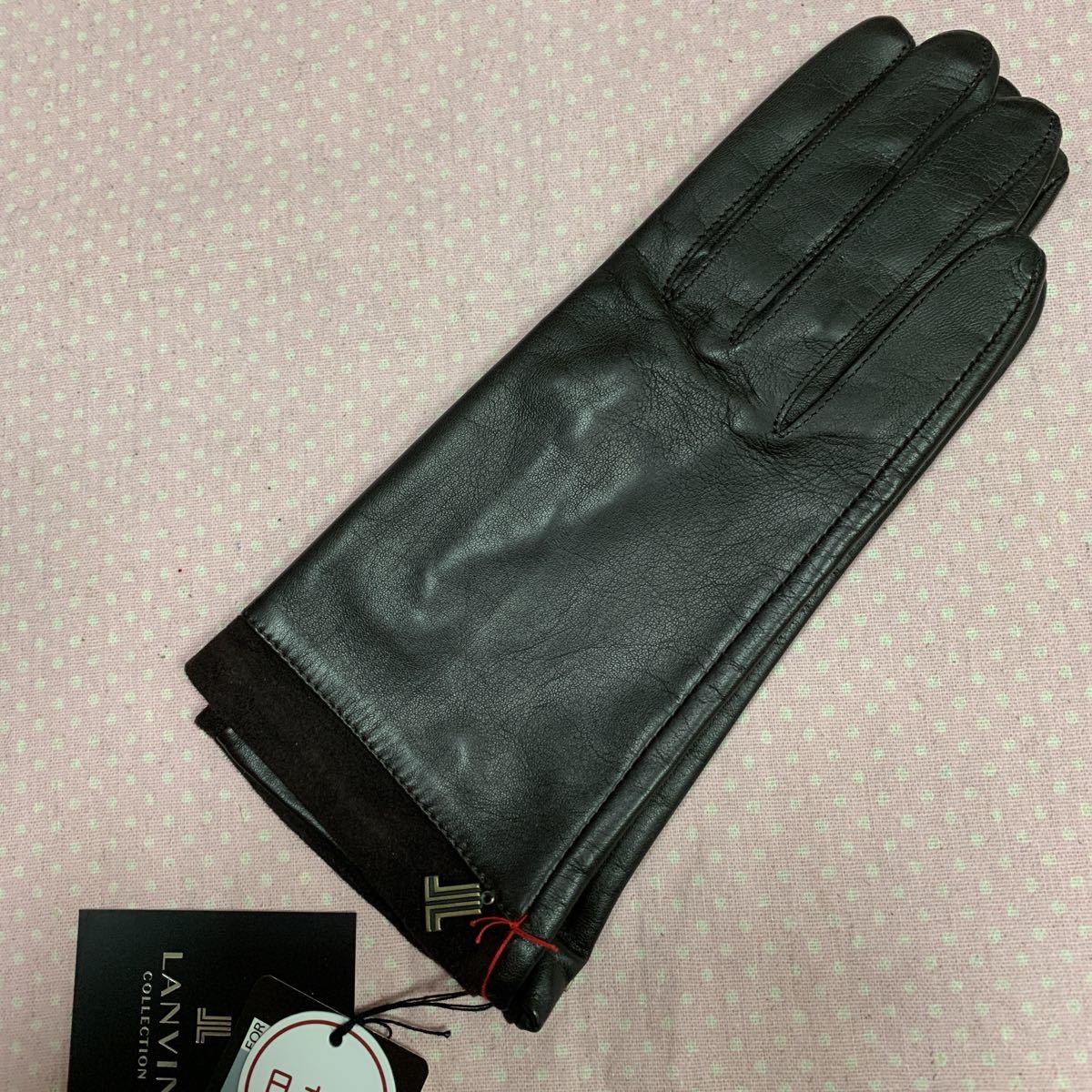 LANVIN COLLECTION ランバン 革手袋 21cm 日本製 こげ茶拍卖