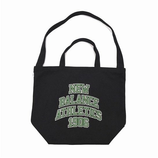 新品 New Balance ニューバランス 2WAY トートバッグ 黒 キャンバス カレッジロゴLOGO拍卖