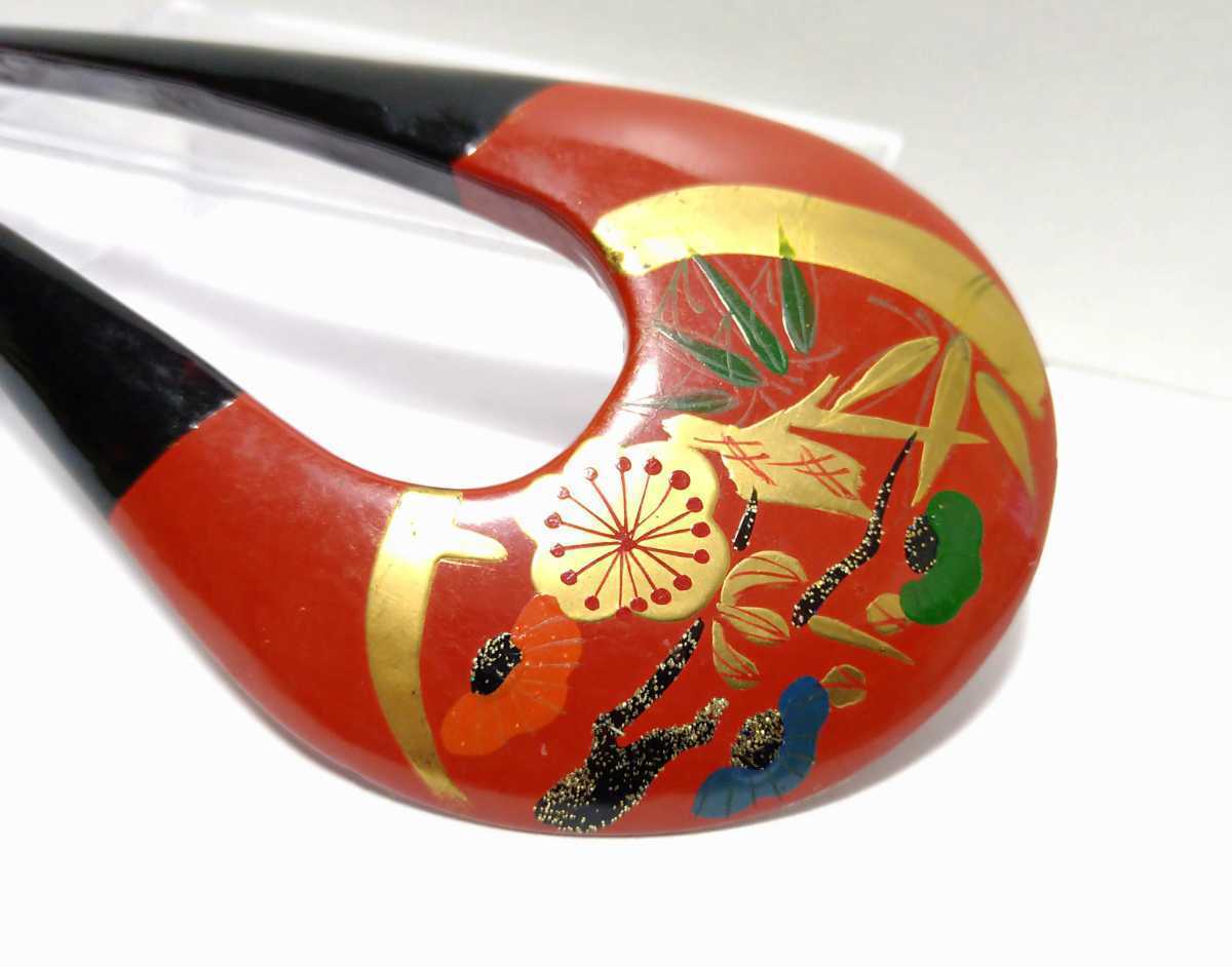 漆塗 蒔絵 和装小物 松竹梅 櫛 簪 金蒔絵 松竹梅文 かんざし 拍卖