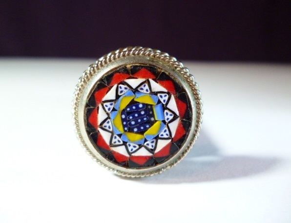 β ITALY マイクロモザイク ブローチ β モザイクガラス ローマンガラス拍卖