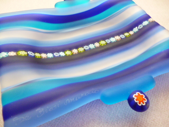 β Venetian murano glass ベネチアングラス 飾り皿 トレイ β ヴェネチアン ムラーノ お皿 ベネチアン ベネチアンガラス 皿 小物入れ拍卖