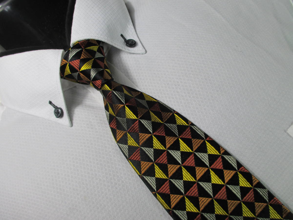 ☆ネクタイ◆ジャン・マルコ・ベンチューリ GAN MARCO VENTURI◆ジオメトリック・幾何学模様柄・青色系☆第25弾ブランドがいっぱ☆25-79☆拍卖
