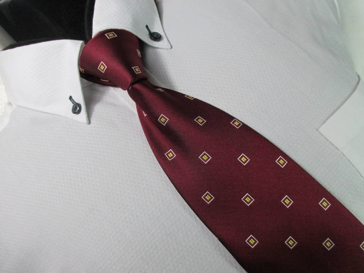 ☆ネクタイ◆ニューコレクションスタジオ NEW COLLECTION STUDIO ◆スクエアパターン柄・赤色系☆第25弾ブランドがいっぱい☆25-83☆拍卖