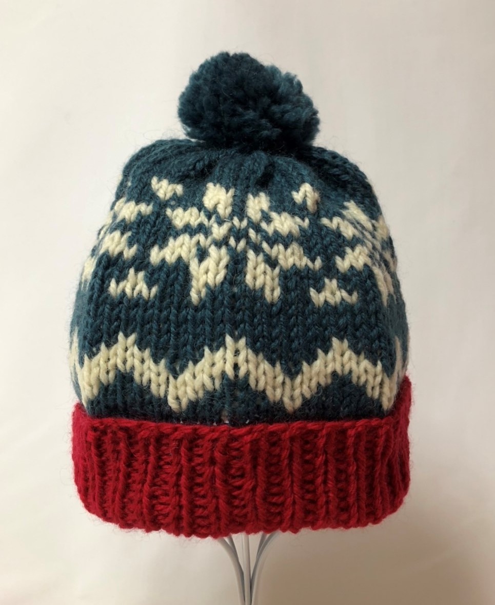 新品 手編みランド♪ エイトスター 雪の結晶 ニット帽 フリー 140拍卖