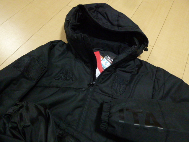 ◆新品/50%OFF!【Kappa】カッパ フード付 中綿わた ウォーマージャケット/BK/M【防風/撥水/静電気抑制】日本仕様!KM952OT44拍卖