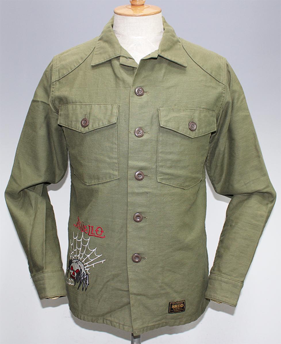 FUCT SSDD DEGUELLO BDU SHIRT OLIVE size S /ファクト バックサテンBDUシャツ拍卖