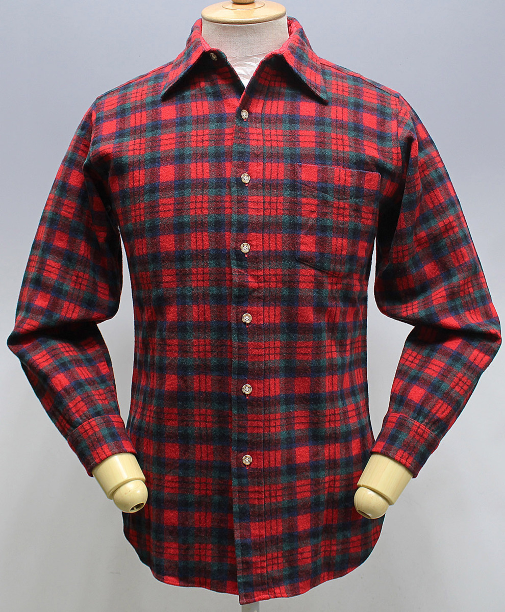 USA製 80's PENDLETON ペンドルトン チェック ウールシャツ 美品 レッド × グリーン size S拍卖