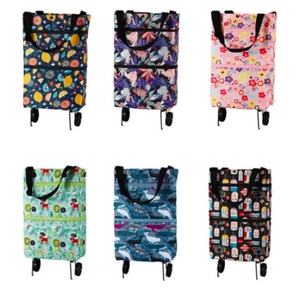 【Blue~Red】高品質の折りたたみ式ショッピングバッグ,果物や野菜を保管するためのホイール付きショッピングカート拍卖