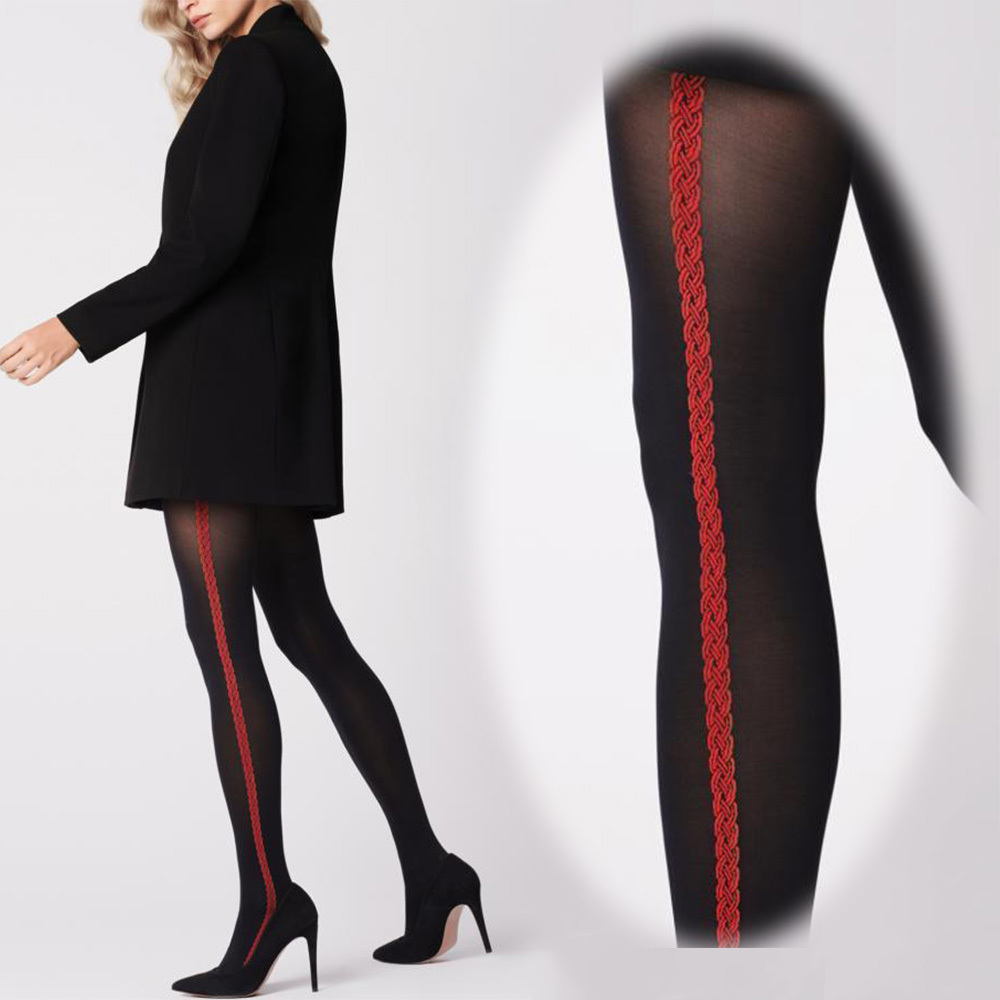 特大 サイドに赤レースアップ入りストッキング【Fiore】【FRG5886】拍卖