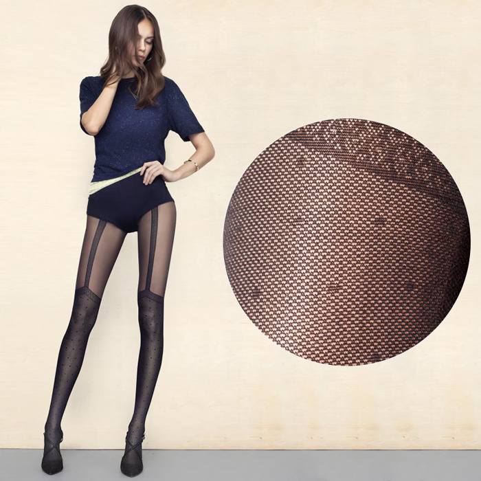 特大 EU製 ドットサスペンダー模様のパンティホース【Fiore】【FRG5822】拍卖