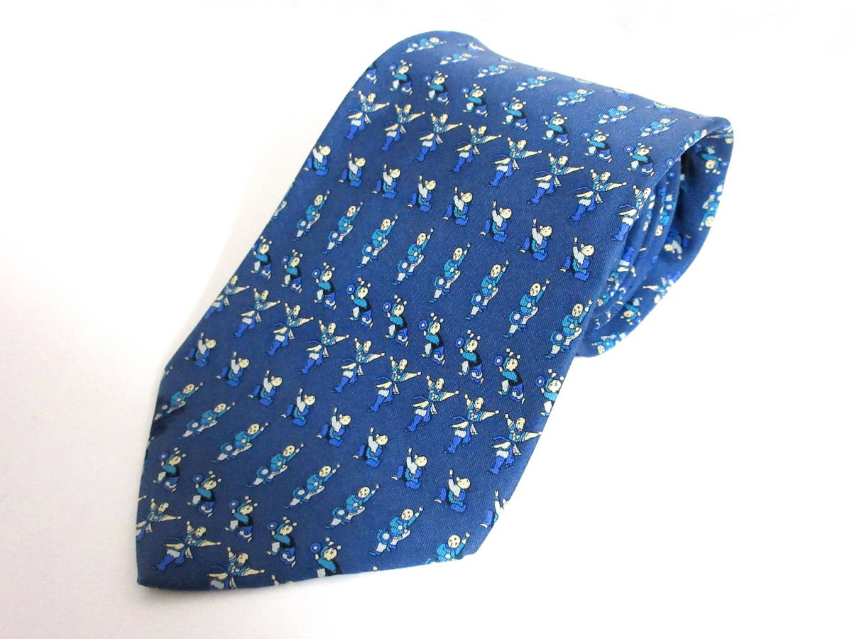 サルヴァトーレフェラガモ Salvatore Ferragamo シルク100% ネクタイ 紺 ネイビー yg445拍卖