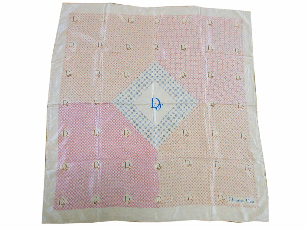 クリスチャンディオール Christian Dior ロゴ スカーフ ベージュ系 yg462拍卖