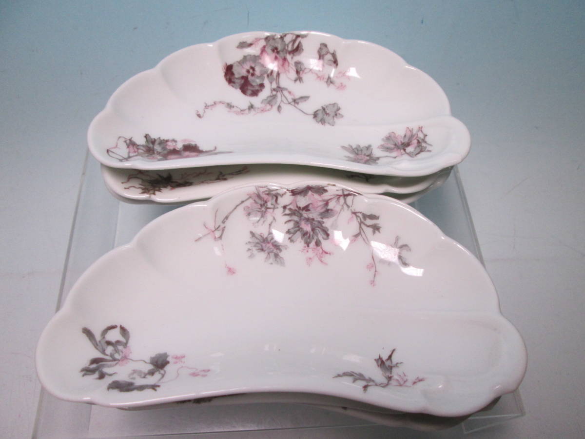 ☆西洋アンティーク・Limoges リモージュ HAVILAND&Co 絵変わり花文ソーサー6P拍卖