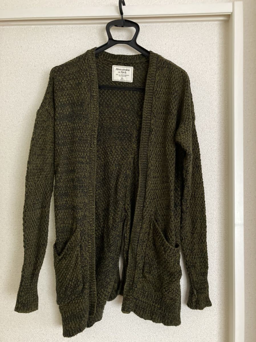 Abercrombie&Fitch アバクロンビー&フィッチ カーディガン カーキ色 レディースサイズXS 深い緑色拍卖
