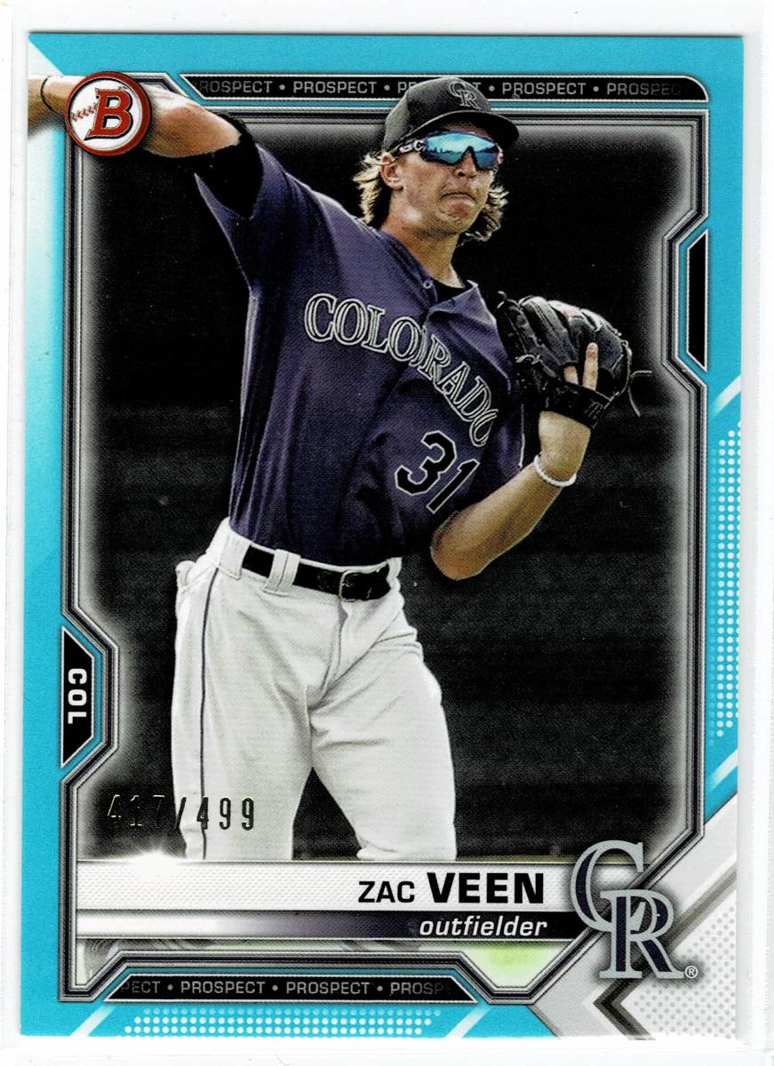 2021 Bowman Draft Zac Veen Sky Blue /499拍卖