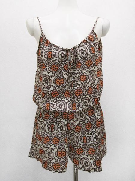 Lani ヒョウ柄ショートロンパース 茶色ブラウン レディースM / ラニー女性ハワイ サロペット拍卖