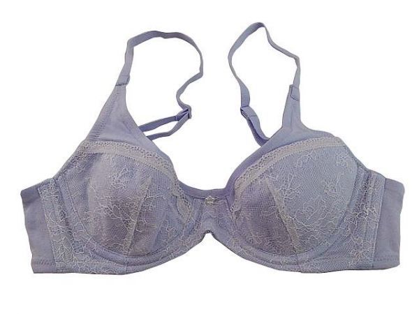 SI6483◇ 新品 ブラジャー 肌当たり良い ワイヤー入り 前身頃レース サイドボーン有り チャーム付き A75 ソフトバイオレット 送料350円拍卖