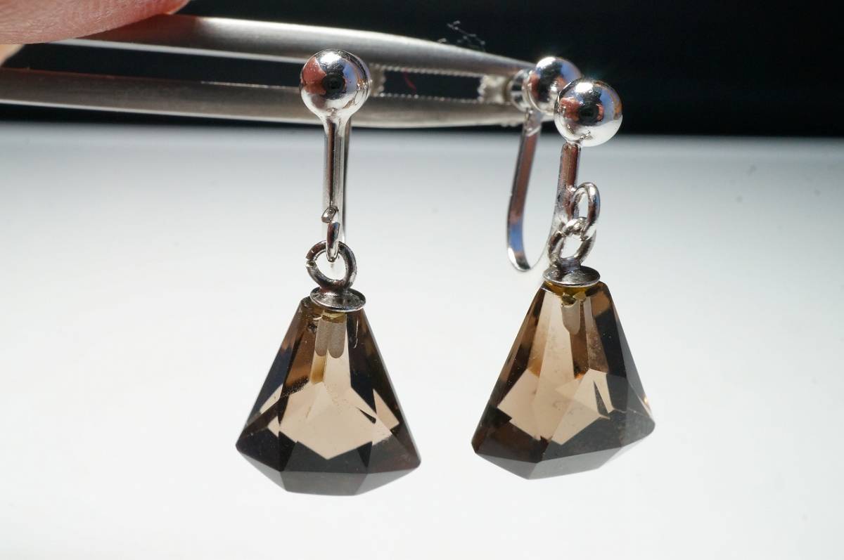 【特別即決価格】極上天然スモーキークォーツ(スモーキークオーツ)高透明度イヤリング(ペア)2.90g拍卖