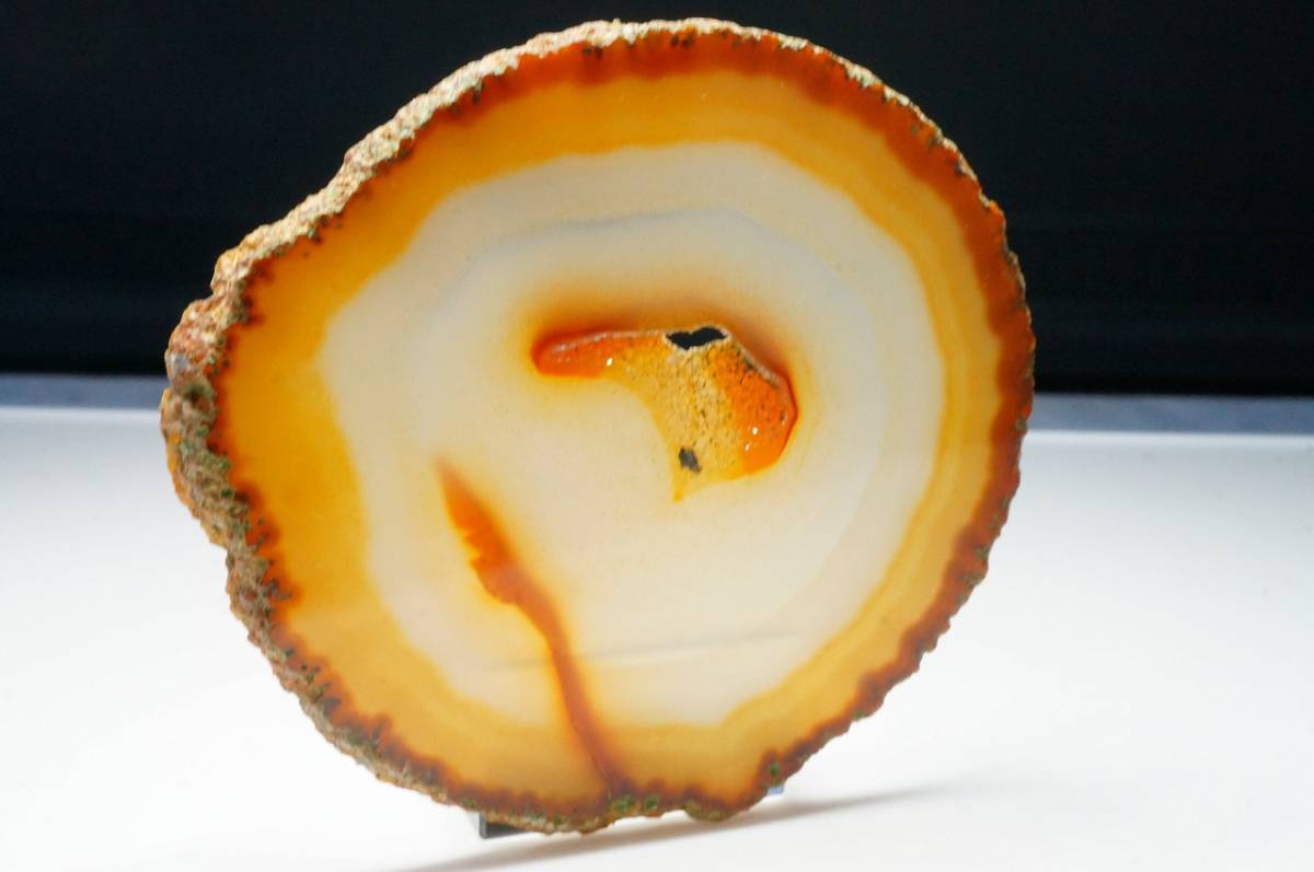 【即決特別価格!早い者勝ち!】希少!縞模様が綺麗な上質ブラジル産瑪瑙・メノウ・めのう・メノー スライス 板原石コースター31g拍卖