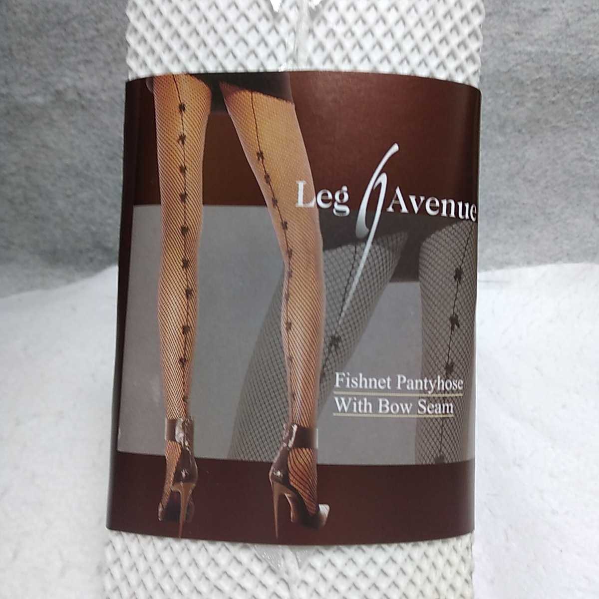 LEG AVENUE 9135WH サテンリボン・バックシーム・フィッシュネット・パンティストッキング O/S サテンリボンの並んだ網タイツ拍卖