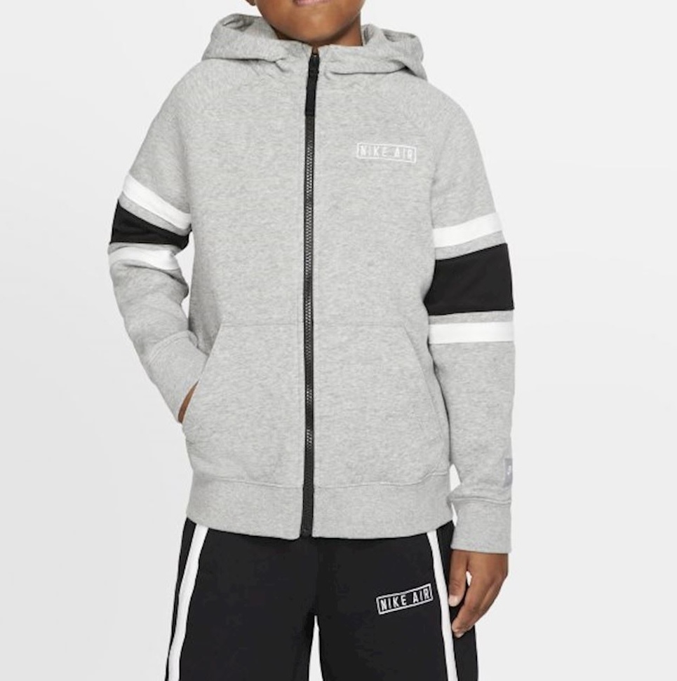 NIKE AIR スウェット フーディ 灰 グレー 115 M ナイキ エア ジップアップ パーカー 裏起毛 子供 キッズ 86FG7F拍卖