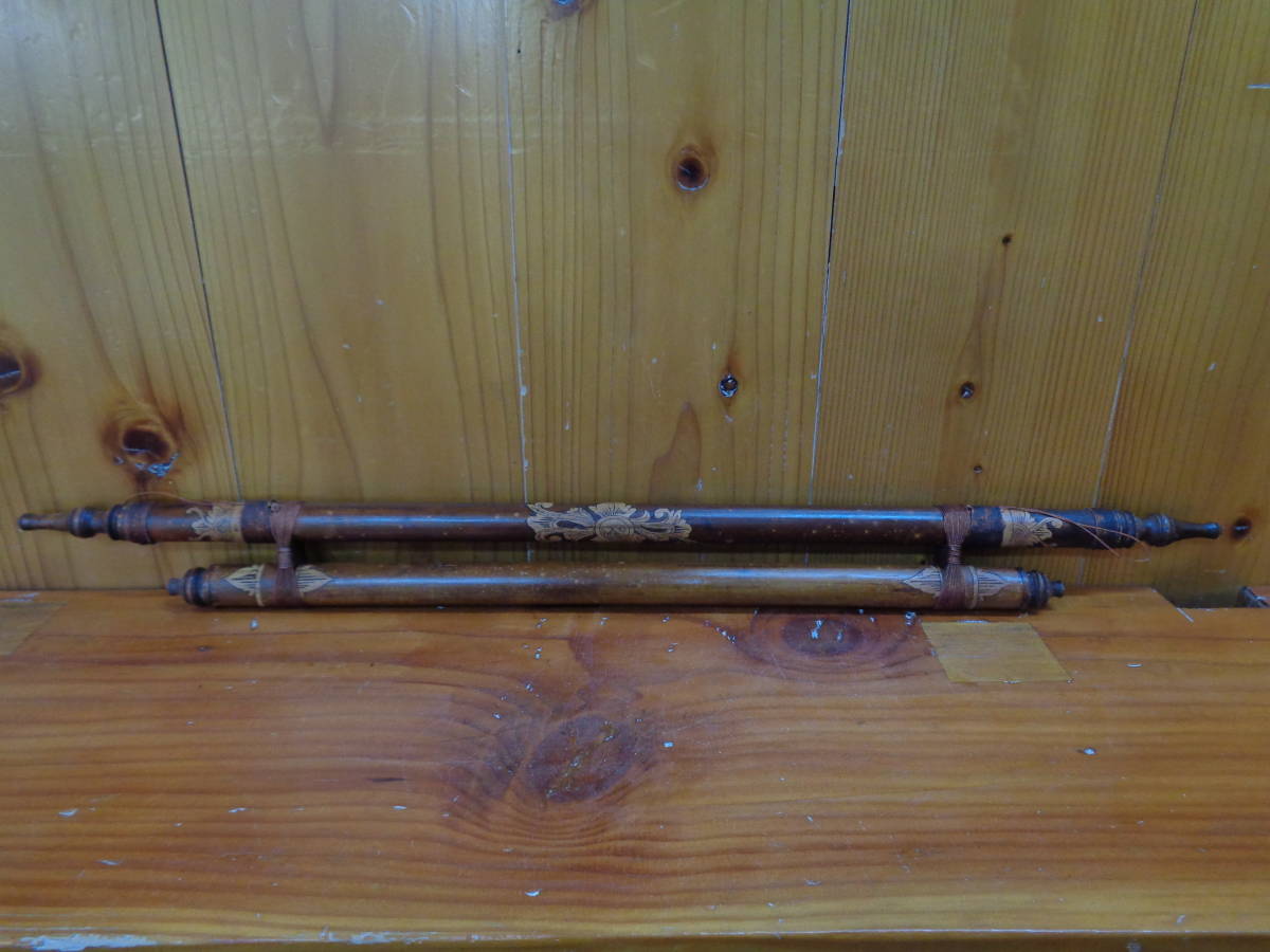 【タペストリーハンガーB】インドネシアアンティーク木製バンブー竹製布サリー着物帯ポシャギ古道具骨董インテリア織物インダストリアル拍卖