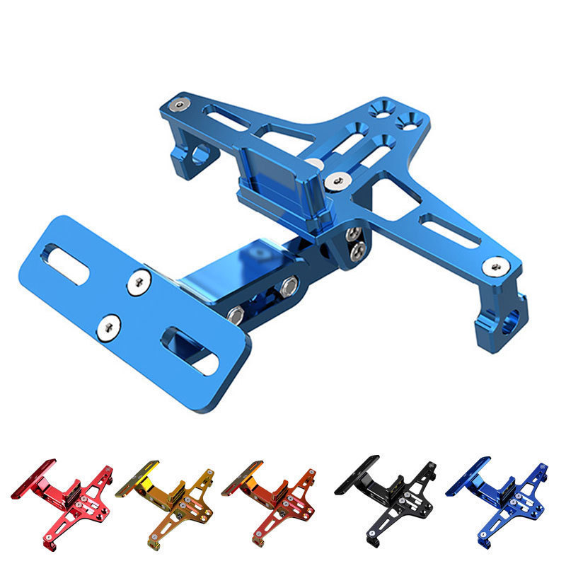 ライセンス ナンバープレートステー ナンバープレートホルダー アルミ削り出し 角度調整 LEDライト付き 汎用 オートバイのアクセサリー拍卖