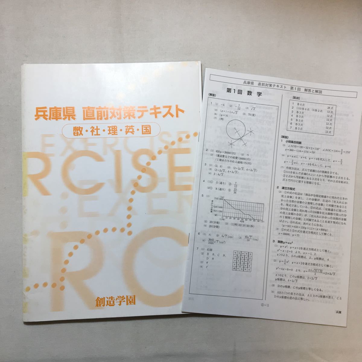 zaa-292♪兵庫県直前対策テキスト 英語・数学・国語・理科・社会 創造学園(発行) 塾専用拍卖
