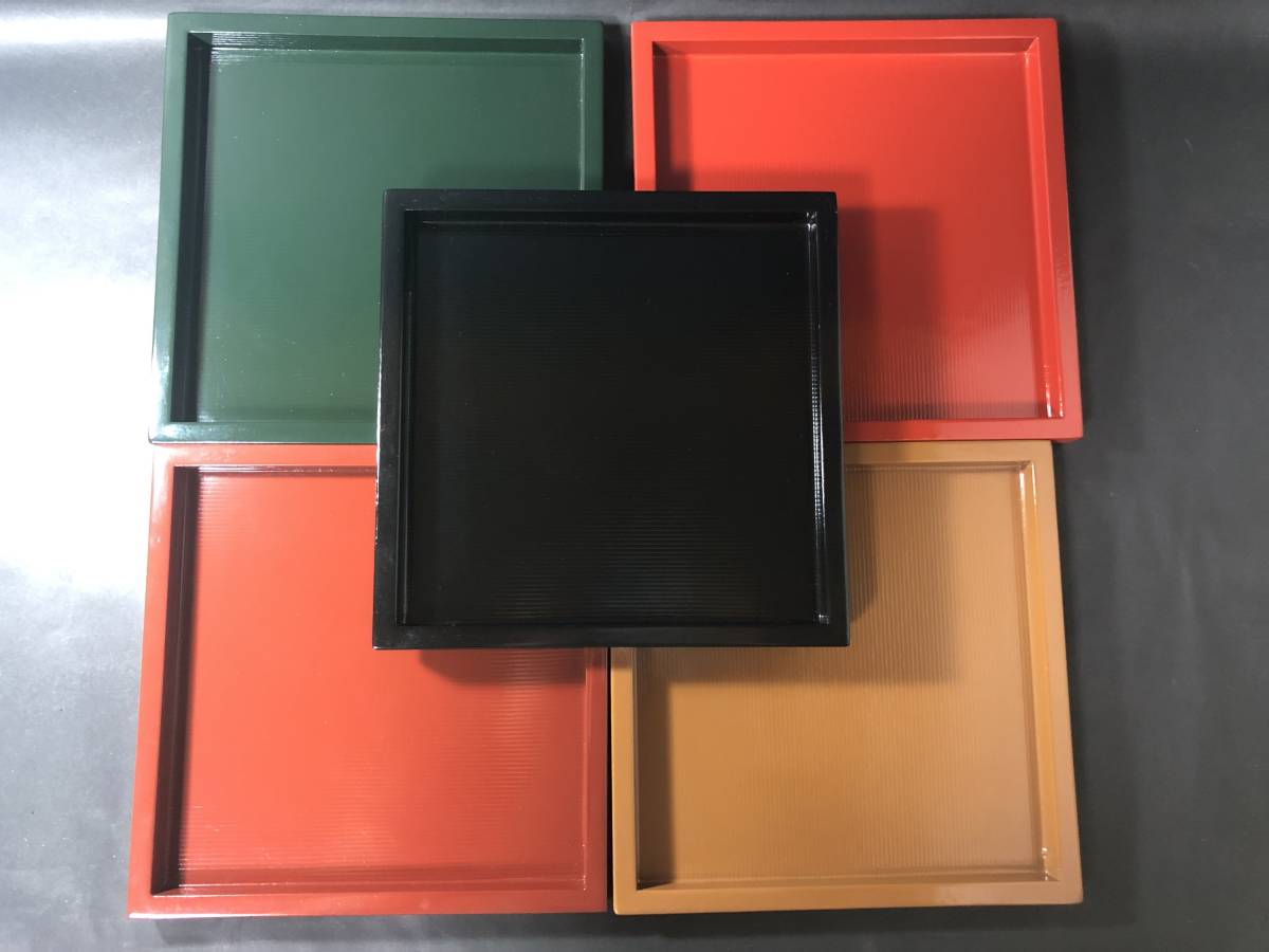 五色 四方盆 五客 カラフル 彩盆 径19.5cm 可愛いサイズのお盆 生活雑貨 テーブルウェアー拍卖