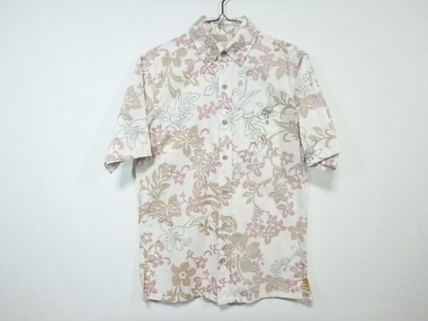 PANA 沖縄 裏地/ハイビスカス コットンアロハシャツ M~L拍卖