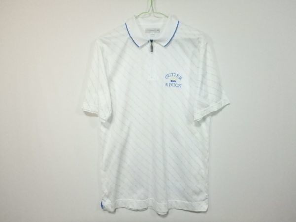 カッター&バック 総柄 コットン ジップポロシャツ M~L拍卖