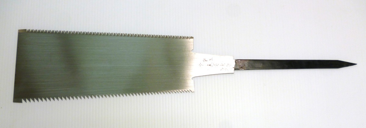 中屋菊永作 両刃鋸 のこぎり 300mm 全長585mm ハンドツール 大工道具 スチール製 柄無 未使用 78113 ★拍卖