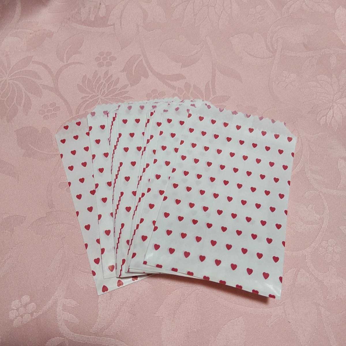 可愛い♪ベロ有り ハート柄の小さな平袋♪ 20枚 拍卖