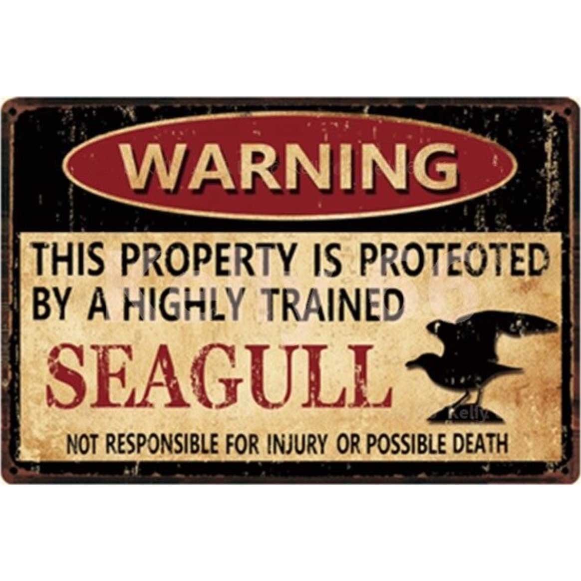 A2839 メタル サイン ブリキ 看板 金属 製 プレート パネル 店 注意 警告 危険 防犯 動物 ペット 鳥 カモメ かもめ 4567拍卖