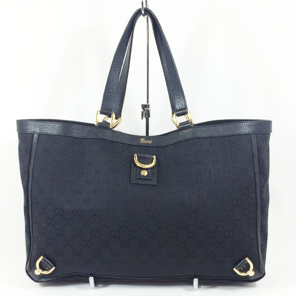 【中古】GUCCI グッチ GGキャンバス 141472 トートバッグ ショルダー ブラック 黒拍卖