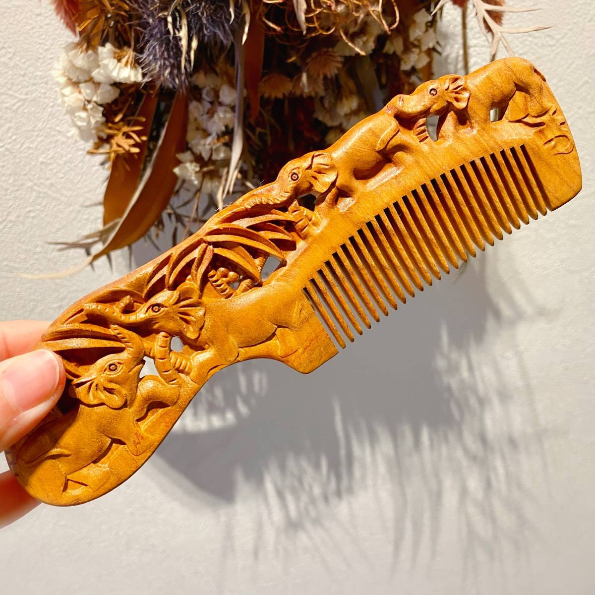 桃の木 彫刻 櫛 運気アップ 厄除け お守り プレゼント くし クシ ブラシ 象拍卖