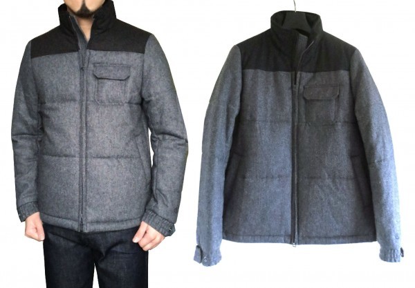 VANQUISH ヴァンキッシュ ウール バイカラー 中綿ジャケット 2 グレー ヨーク切替 ダウン拍卖