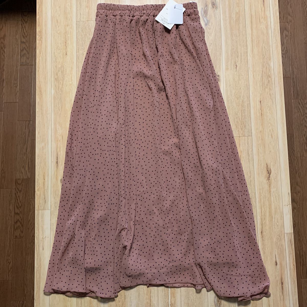 シフォン スカート M くすみピンク ドット柄拍卖