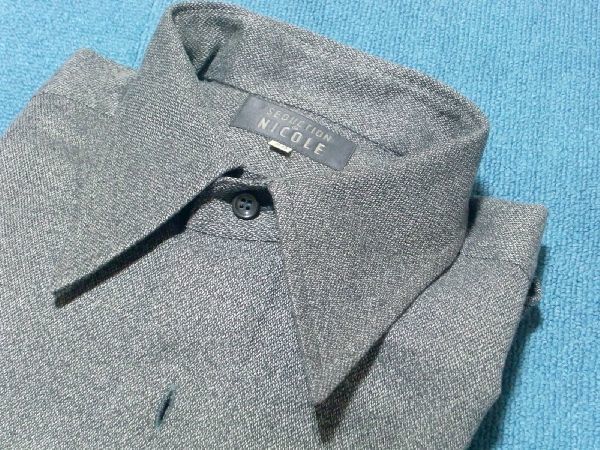 中古 美品★ニコル SEDECTION NICOLE サイズ50(LL) チャコール グレー 綿100% 長袖 シャツ拍卖