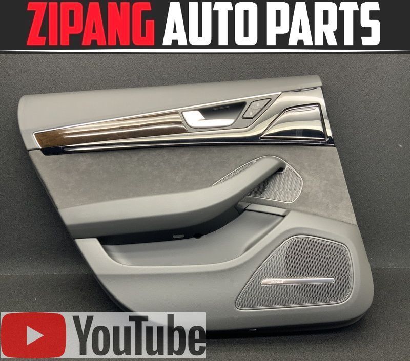 AU089 4H A8 ハイブリッド HV 本革/アルカン 左リア ドア トリム/内張り ◆黒革/ブラック 【動画有り】○★即決★拍卖