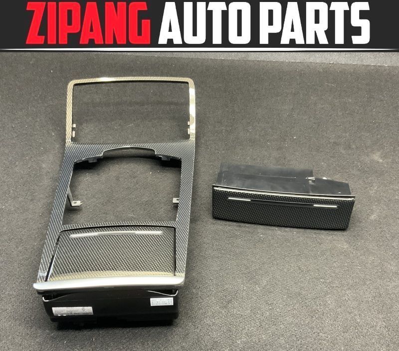AU092 4E S8 5.2 クワトロ カーボン センター シフト パネル/カップ ホルダー 灰皿付 ◆ブラック系 ★程度まあまあ ◎★即決★拍卖