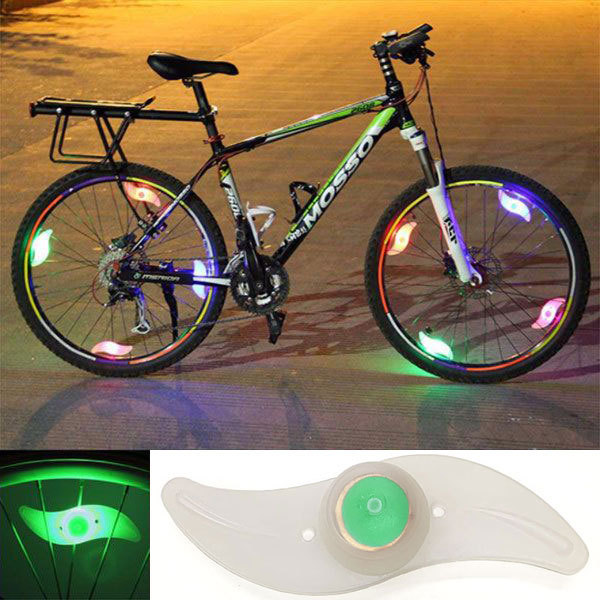 自転車ライト ホイールライト LEDライト 風車型 柳形状 LED ライト アクセサリー アウトドア サイクルライト 夜間 安全 グリーン発光拍卖