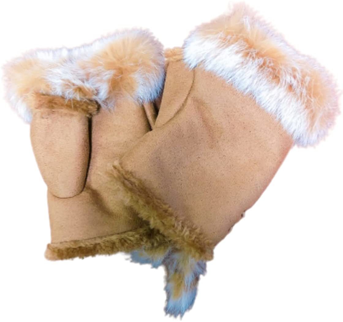 新品●送料無料 ● 【キャメル】 リアルラビット 指なしムートングローブ拍卖