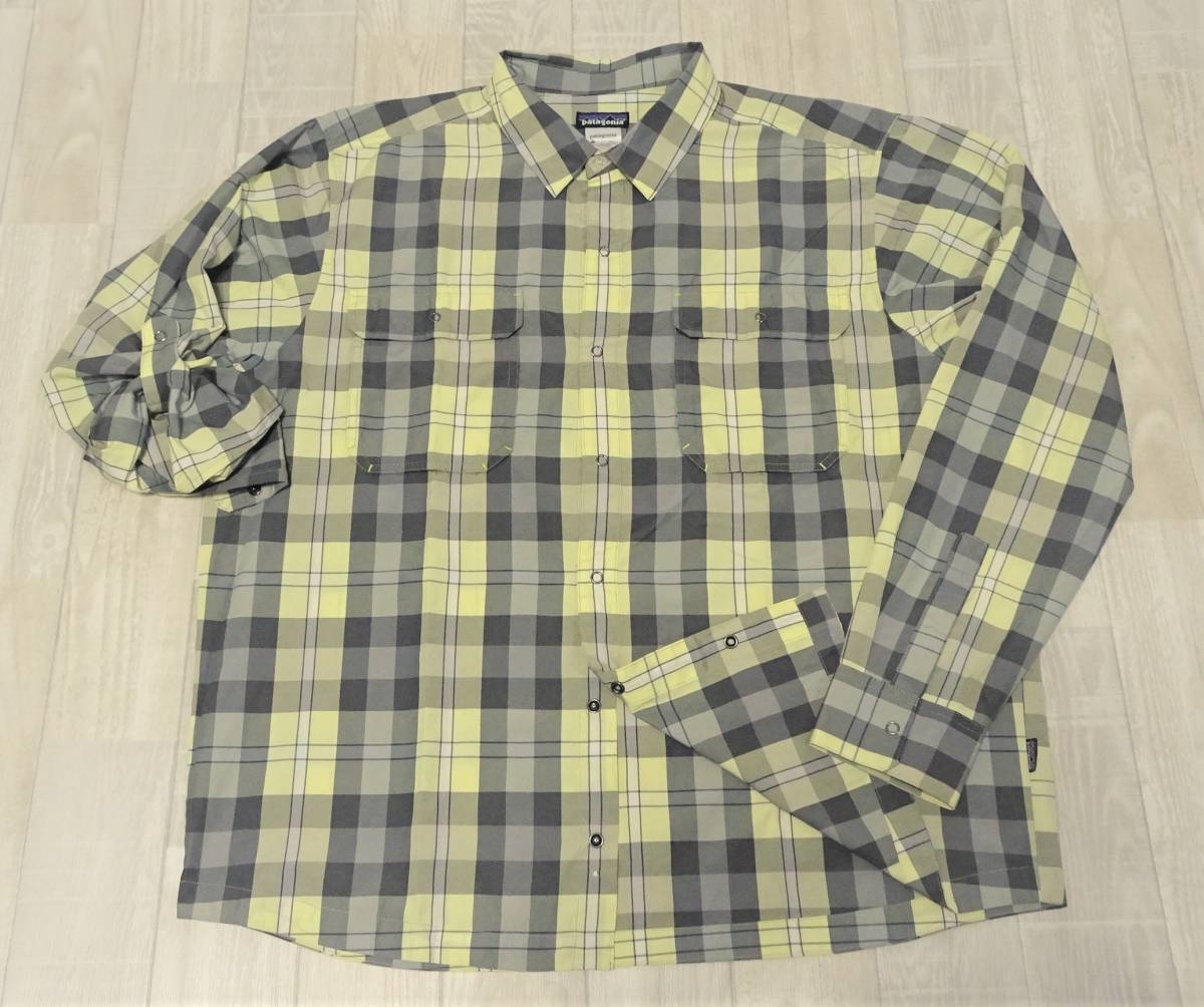 ■Patagonia■パタゴニア■袖ロールアップ■チェック■シャツ■大き目■胸周130㎝■L872拍卖