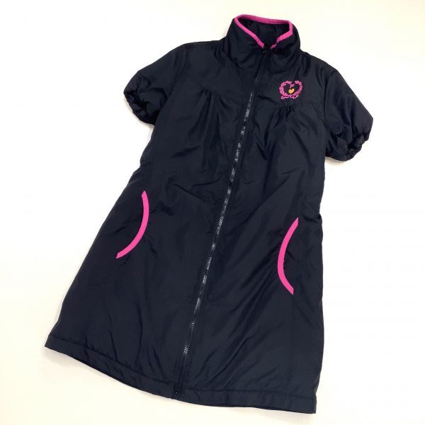 【抜群なシルエット】美品 FILA GOLF フィラゴルフ 中綿ポリダウン ダウンワンピース レディース Lサイズ ブラック ピンク golf拍卖