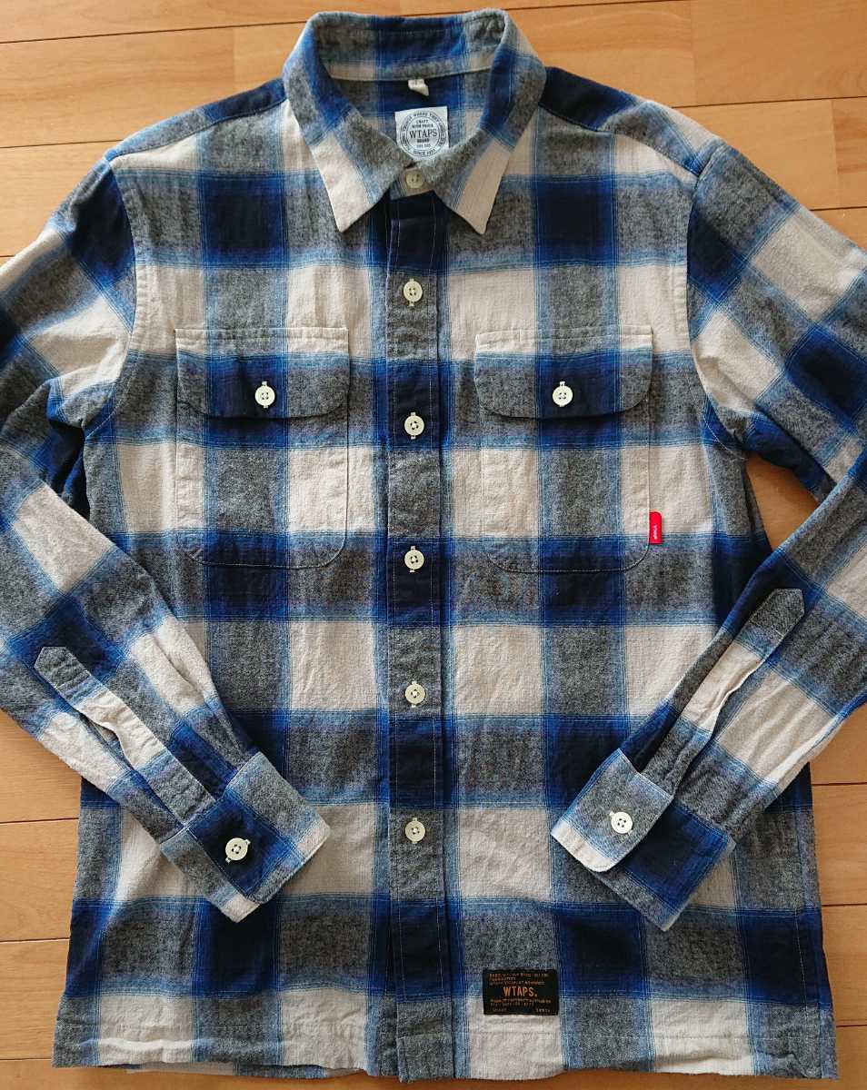 極美 wtpas 青S vatos 長袖シャツ ネルシャツ シャツ チェックシャツ ブロックチェック フランネル拍卖