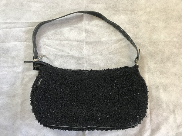 MONO COMME CA モノコムサ コムサ バッグ 黒 ボア モコモコ ラメ ハンドバッグ 秋冬 /パーティバッグ/ショルダーバッグ/バック/カバン/(2)拍卖