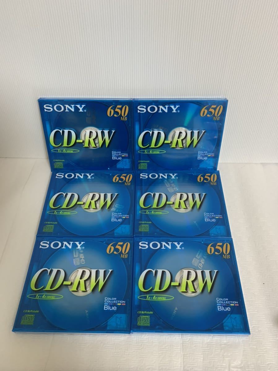 未使用 SONY ソニーデータ用CD-RW 650MB6枚まとめセット/CDRW650EL/カラーコレクションブルー/記録用ディスク/梱包材経年拍卖
