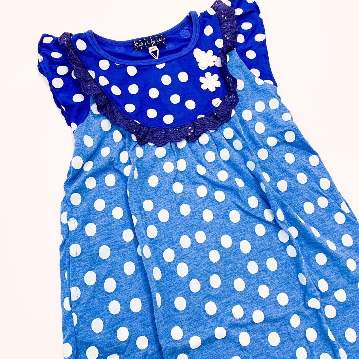 【新品未使用】Little s.t. by s.t. closet 110㎝ リトルエスティー エスティークローゼット ワンピース サマードレス ドット ブルー拍卖