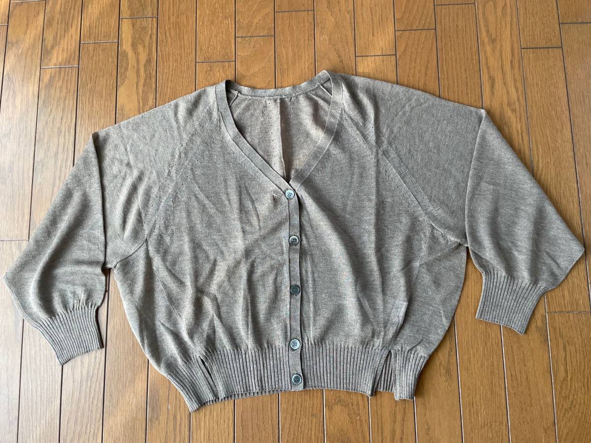 ★14ゲージゆったり身幅Ⅴカーディガン★ブラウンラメ入り拍卖